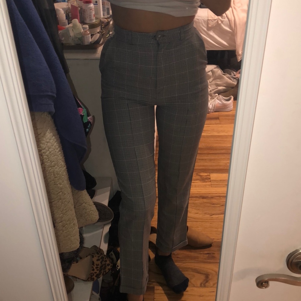 Black and White Plaid Trousers